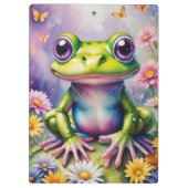 Frosch mit Blume, digitale Kunst Klemmbrett (Rückseite)