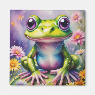 Frosch mit Blume, digitale Kunst Magnet