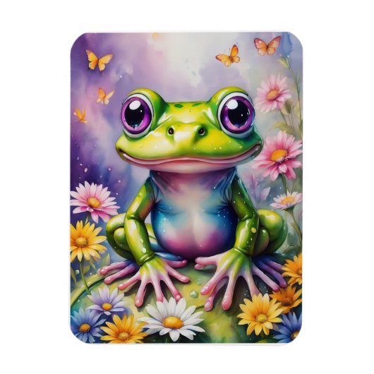 Frosch mit Blume, digitale Kunst Magnet (Vertikal)