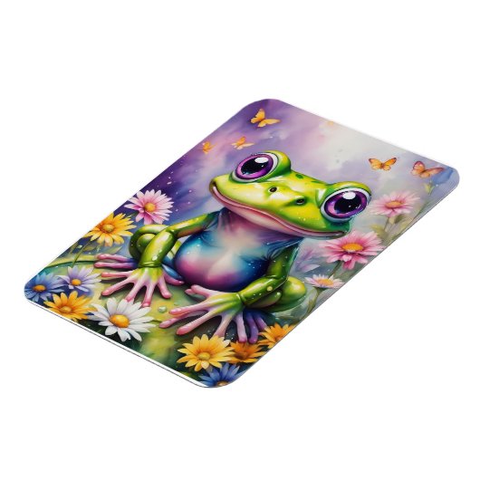 Frosch mit Blume, digitale Kunst Magnet (Linke Seite)