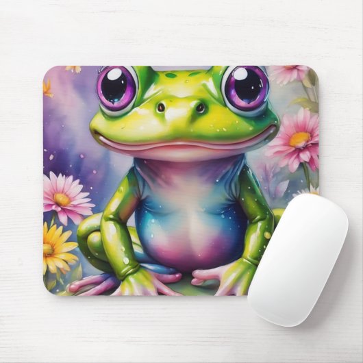 Frosch mit Blume, digitale Kunst Mousepad (Mit Mouse)