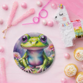 Frosch mit Blume, digitale Kunst Pappteller (Party)