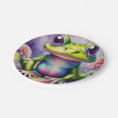 Frosch mit Blume, digitale Kunst Pappteller (Schrägansicht)
