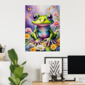 Frosch mit Blume, digitale Kunst Poster (Heimbüro)