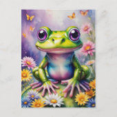 Frosch mit Blume, digitale Kunst Postkarte (Vorderseite)