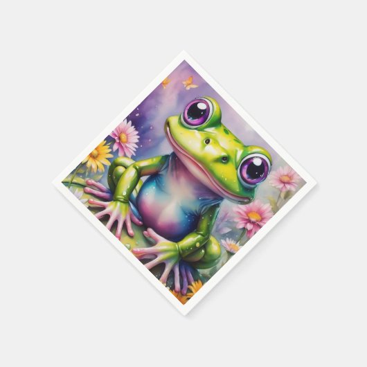 Frosch mit Blume, digitale Kunst Serviette (Ecke)