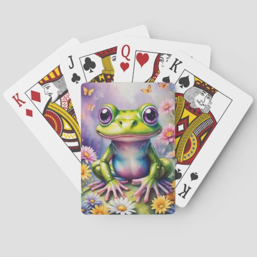 Frosch mit Blume, digitale Kunst Spielkarten (Rückseite)