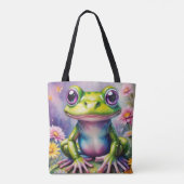 Frosch mit Blume, digitale Kunst Tasche (Rückseite)