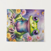 Frosch mit Blume, digitale Kunst Wandteppich (Vorderseite (Horizontal))