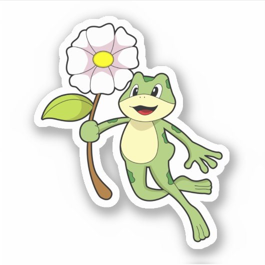 Frosch mit Blume.PNG Aufkleber (Vorderseite)