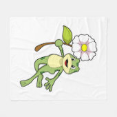 Frosch mit Blume.PNG Fleecedecke (Vorderseite (Horizontal))
