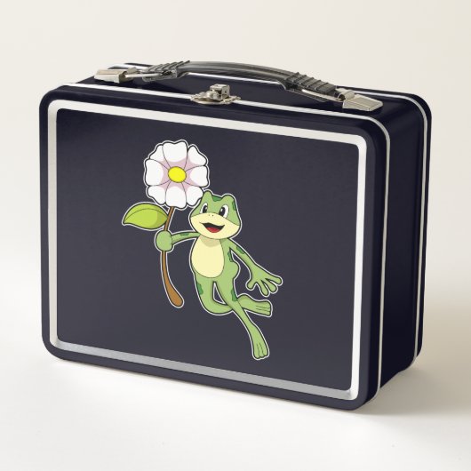 Frosch mit Blume.PNG Metall Brotdose (Vorderseite)