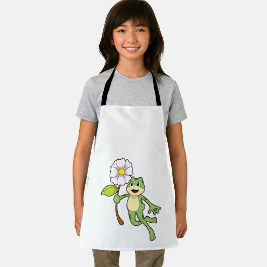 Frosch mit Blume.PNG Schürze (Insitu)