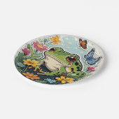 Frosch mit Blume und Schmetterlingen Pappteller (Schrägansicht)
