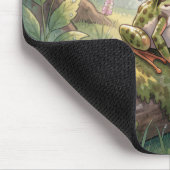 Frosch mit Blumenkrone im Wald Mousepad (Ecke)