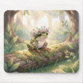 Frosch mit Blumenkrone im Wald Mousepad (Vorne)