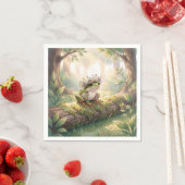 Frosch mit Blumenkrone im Wald Serviette (Beispiel)