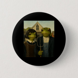 Frosch mit Bob-Frisur Amerikanischer Gothic Gen Z Button