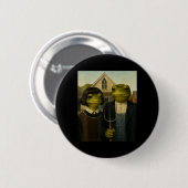 Frosch mit Bob-Frisur Amerikanischer Gothic Gen Z  Button (Vorne & Hinten)