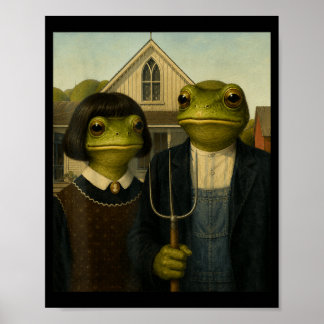Frosch mit Bob-Frisur Amerikanischer Gothic Gen Z Poster