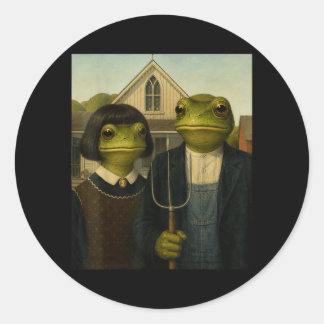 Frosch mit Bob-Frisur Amerikanischer Gothic Gen Z Runder Aufkleber
