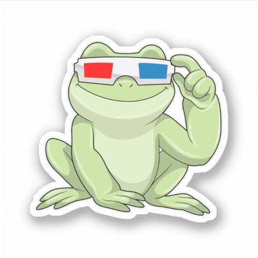 Frosch mit Brille Aufkleber (Vorderseite)