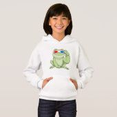 Frosch mit Brille Hoodie (Vorne ganz)