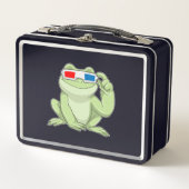 Frosch mit Brille Metall Brotdose (Vorderseite)