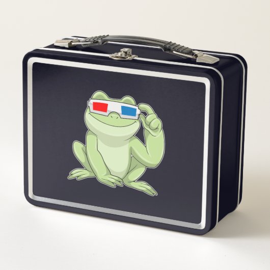 Frosch mit Brille Metall Brotdose (Vorderseite)
