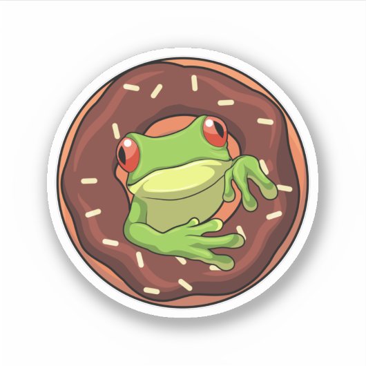 Frosch mit Donut Aufkleber (Vorderseite)