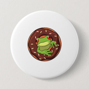 Frosch mit Donut Button