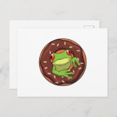 Frosch mit Donut Postkarte (Vorne/Hinten)