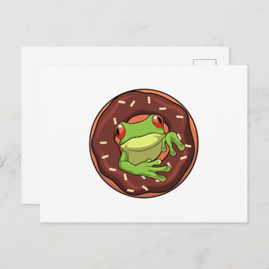 Frosch mit Donut Postkarte (Vorne/Hinten)