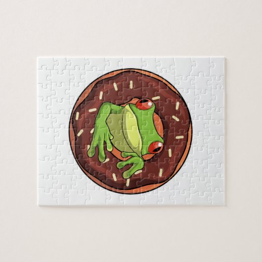 Frosch mit Donut Puzzle (Horizontal)
