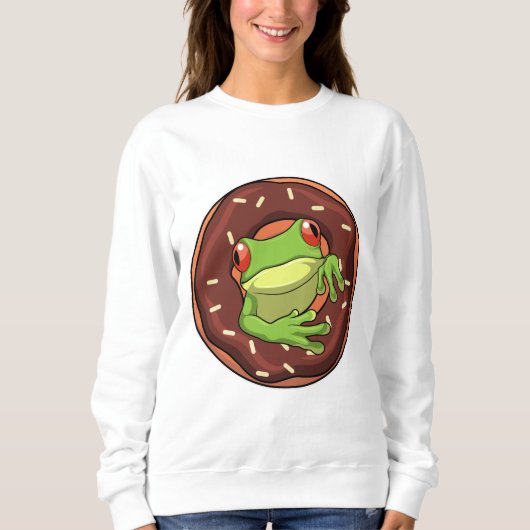 Frosch mit Donut Sweatshirt (Vorderseite)