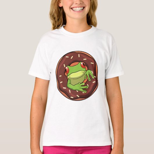 Frosch mit Donut T-Shirt (Vorderseite)