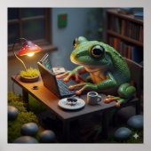 Frosch mit einem Computer Poster (Vorne)