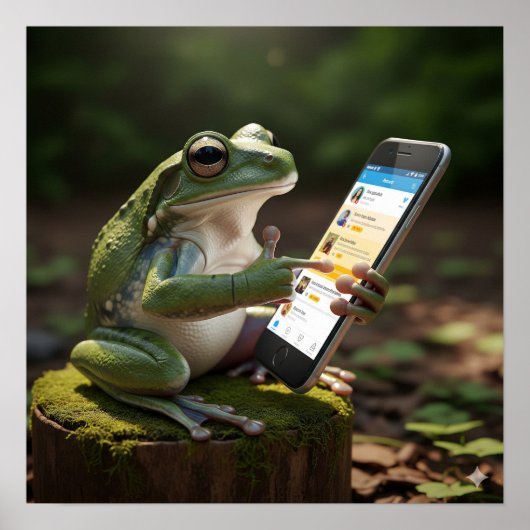Frosch mit einem Handy Poster (Vorne)