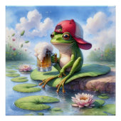 Frosch mit einer Tasse Bier Poster (Vorderseite)