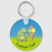 Frosch mit Eiscreme auf Gras-Schlüsselanhänger Schlüsselanhänger (Vorderseite)