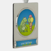 Frosch mit Eiscreme Banner-Ornament Silber (Rechts)