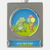 Frosch mit Eiscreme Banner-Ornament Silber (Vorderseite)