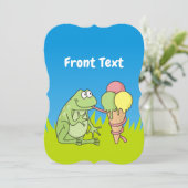 Frosch mit Eiscreme Einladung (Stehend Vorderseite)