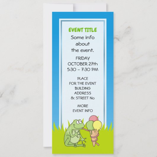 Frosch mit Eiscreme Einladung (Rückseite)