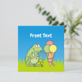 Frosch mit Eiscreme Einladung (Stehend Vorderseite)