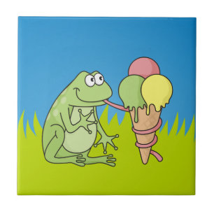 Frosch mit Eiscreme Fliese