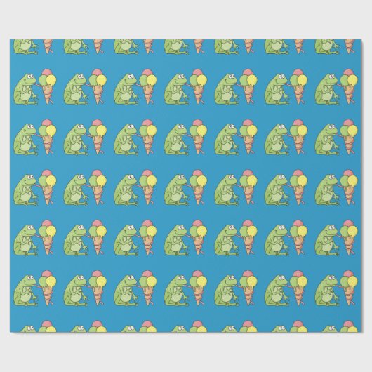 Frosch mit Eiscreme Geschenkpapier (Flach)