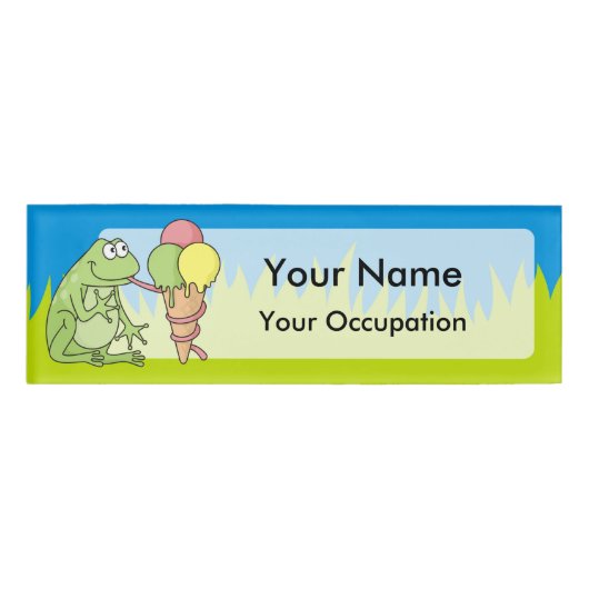 Frosch mit Eiscreme Namenschild (Vorderseite)