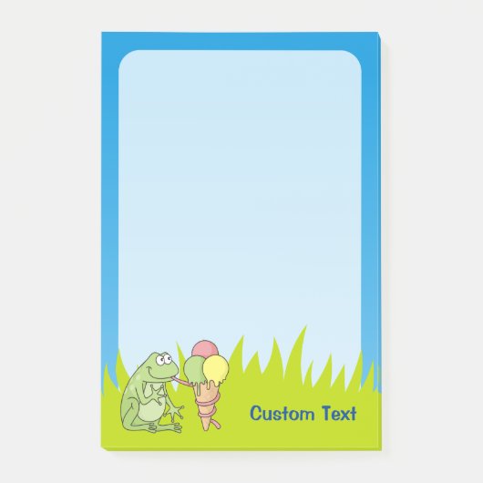 Frosch mit Eiscreme Post-it Klebezettel (Vorderseite)