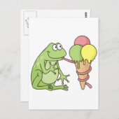 Frosch mit Eiscreme Postkarte (Vorne/Hinten)